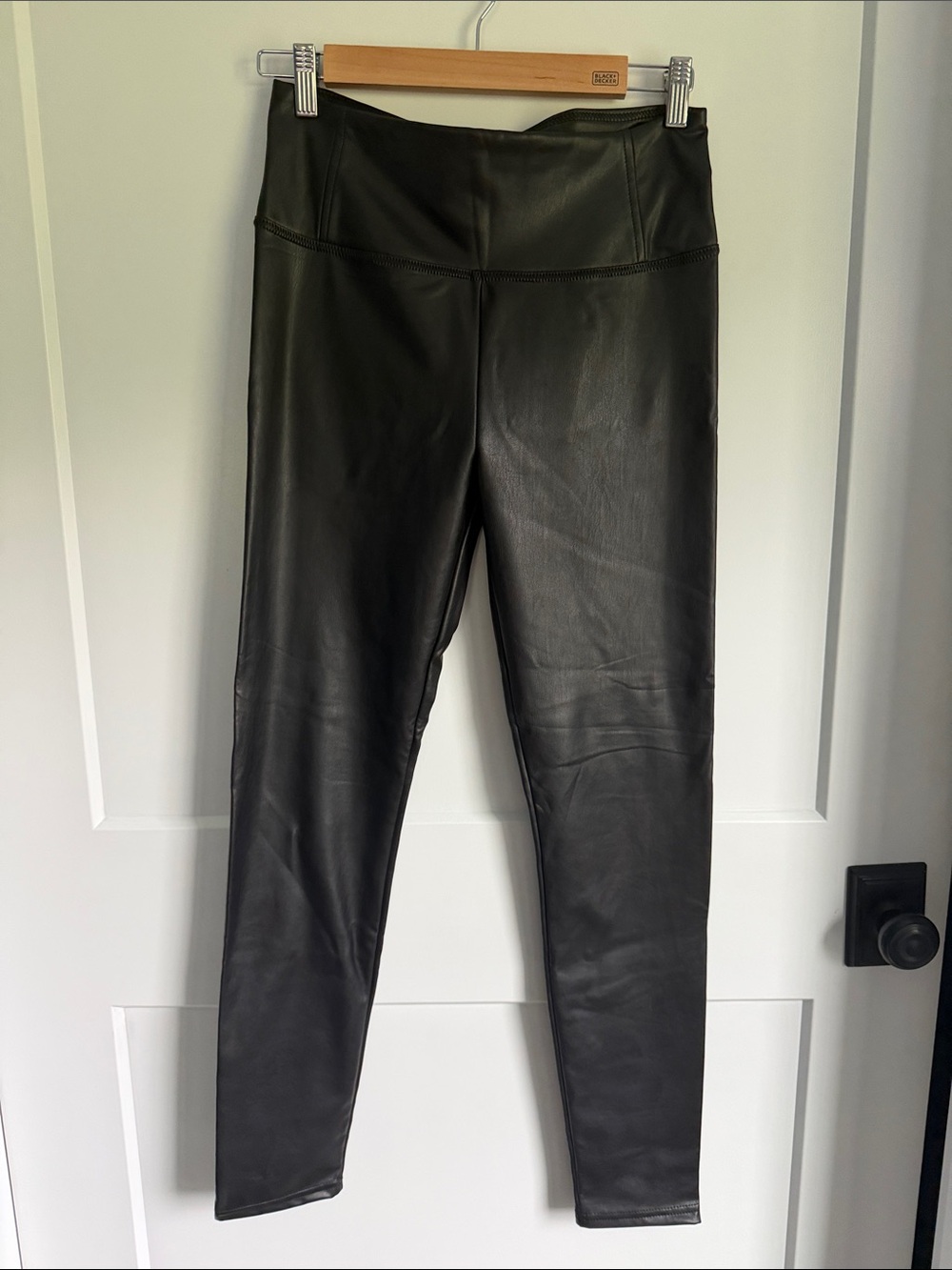 Black Faux Leather Leggings with High Waist